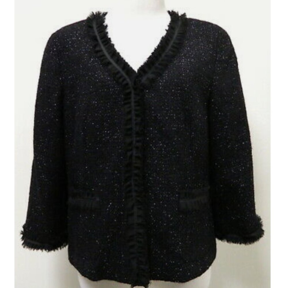 Talbots black wool blend tweed cardigan/jacket